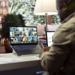 Man presenting during a zoom call